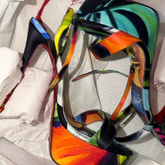 Christian Louboutin Multicolor Floral Loubi Queen Alta Heels - Picture 5 of 7
